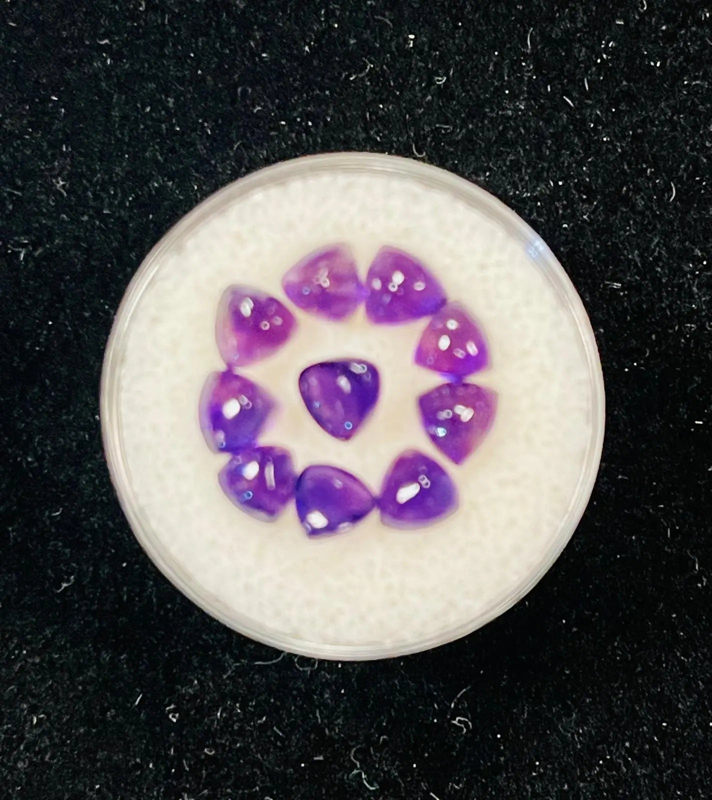 AAA+ Certified 10 Pieces, Purple Amethyst Hearts(Trillion Cab) Shaped Brazil Gemstone Weight 5.34 Ct. Size 5 mm. ABC Jewelries